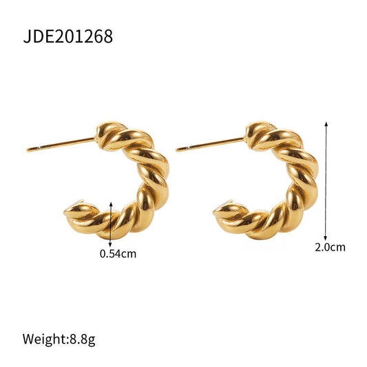 Stainless Steel Double C Zircon Stud Earring