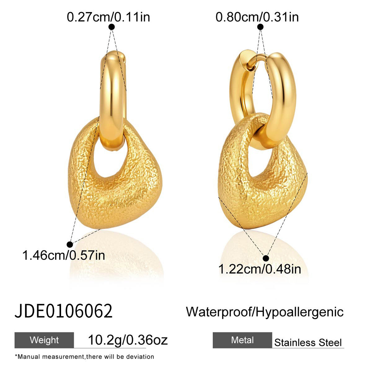 18k gold plated stainless steel pearl stud earrings