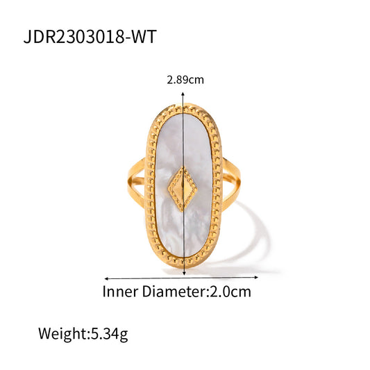 Natural White Mother of Pearl Rectangular Ring
