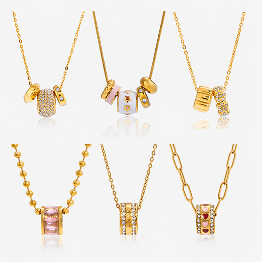 Lucky Stainless Steel Zircon Round Pendant