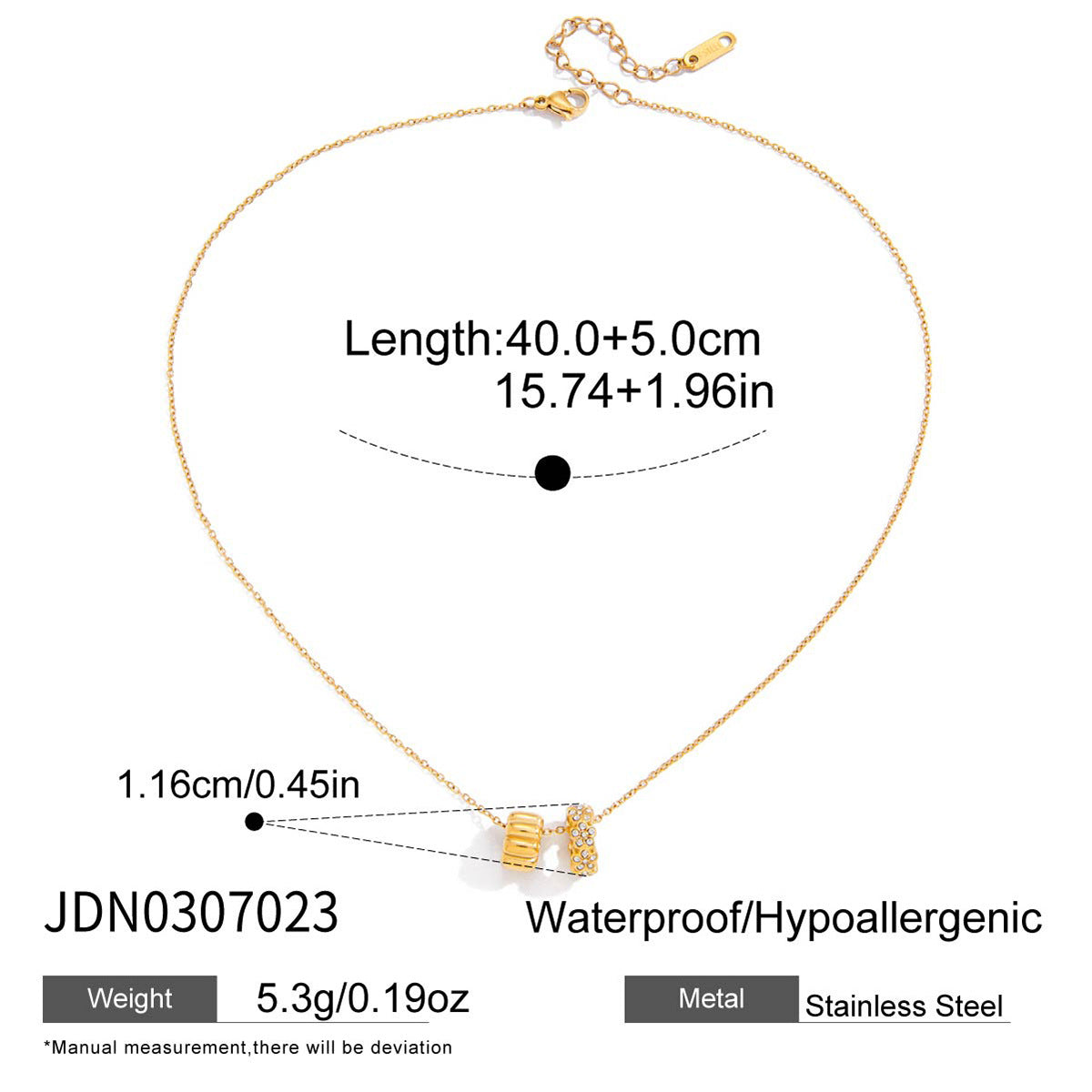 lucky stainless steel zircon round pendant