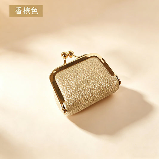 Mini Leather Kiss Lock Travel Jewelry Pouch