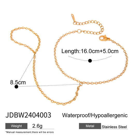 Stainless Steel Zircon Pearl Ring Bracelet