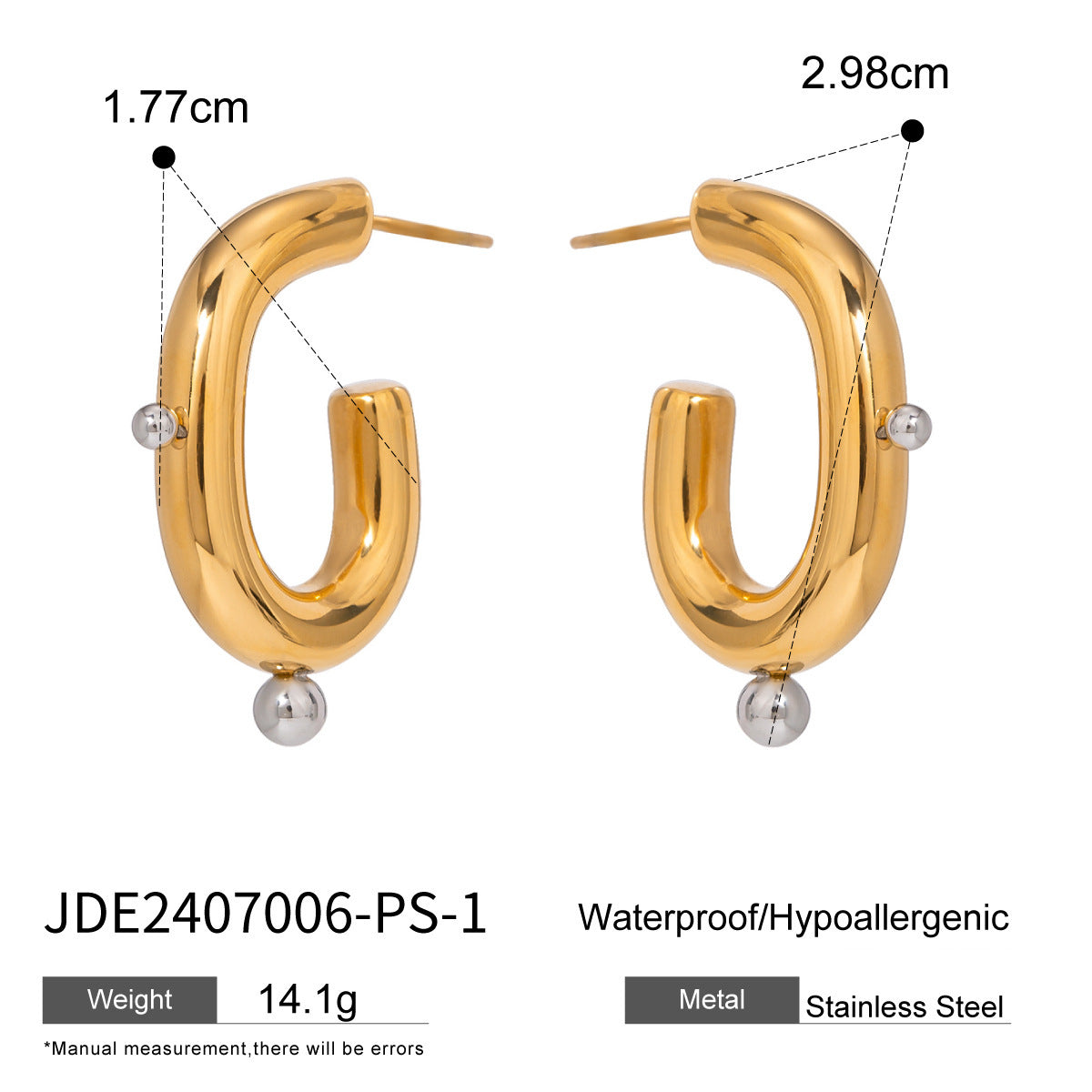 stainless steel double c zircon stud earring