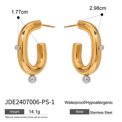 Stainless Steel Double C Zircon Stud Earring