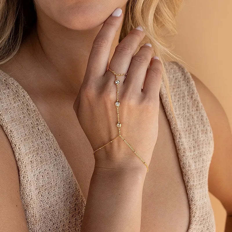 stainless steel zircon pearl ring bracelet
