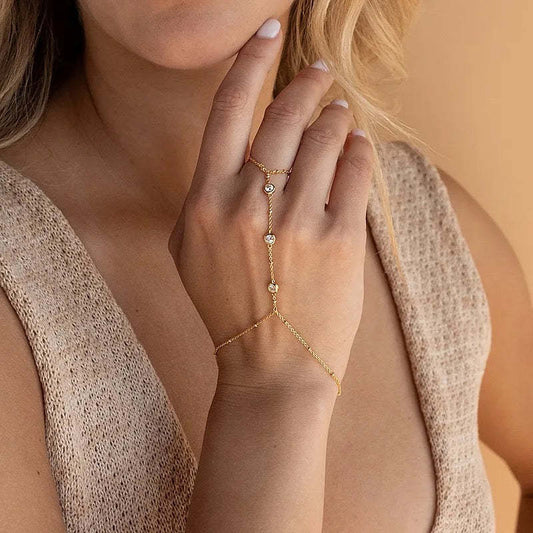 Stainless Steel Zircon Pearl Ring Bracelet