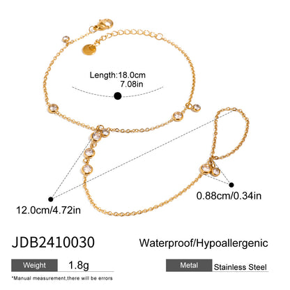 Stainless Steel Zircon Pearl Ring Bracelet