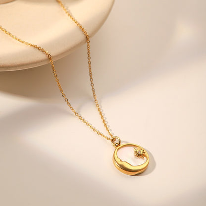 Stainless Steel White Mother‑of‑Pearl Necklace