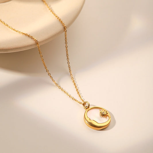 Stainless Steel White Mother‑of‑Pearl Necklace