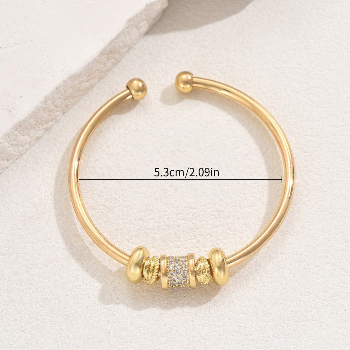 minimalist korean style women bangle, unique geometric niche design inlaid cubic zirconia, premium texture fashion wrist jewelry - fortune7jewelry