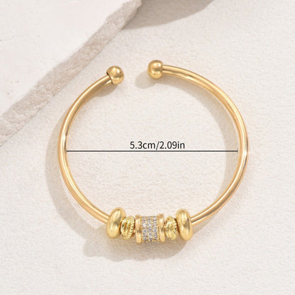 Minimalist Korean Style Women Bangle, Unique Geometric Niche Design Inlaid Cubic Zirconia, Premium Texture Fashion Wrist Jewelry - Fortune7Jewelry