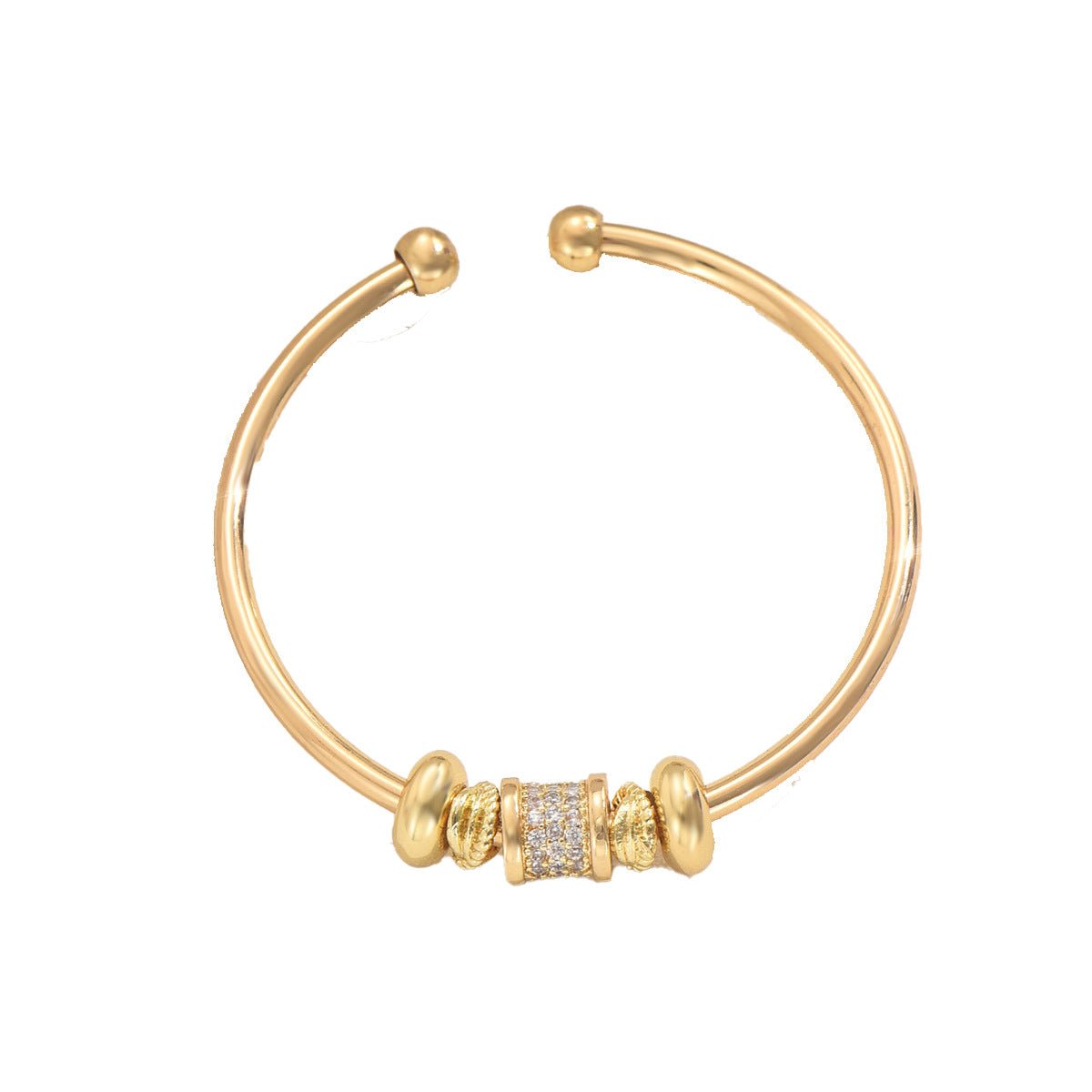 Minimalist Korean Style Women Bangle, Unique Geometric Niche Design Inlaid Cubic Zirconia, Premium Texture Fashion Wrist Jewelry - Fortune7Jewelry