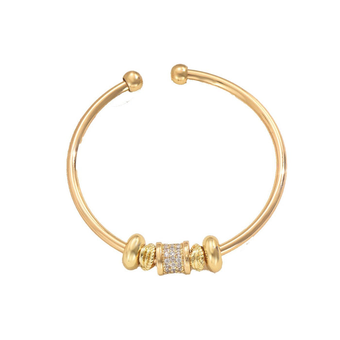 Minimalist Korean Style Women Bangle, Unique Geometric Niche Design Inlaid Cubic Zirconia, Premium Texture Fashion Wrist Jewelry - Fortune7Jewelry