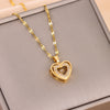 Double‑Layer Heart Zircon Pendant Necklace for Women