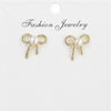 Diamond‑studded bow pearl stud earrings