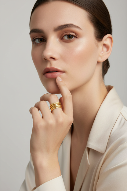 Elegant Western Woman Wearing Gold Ring